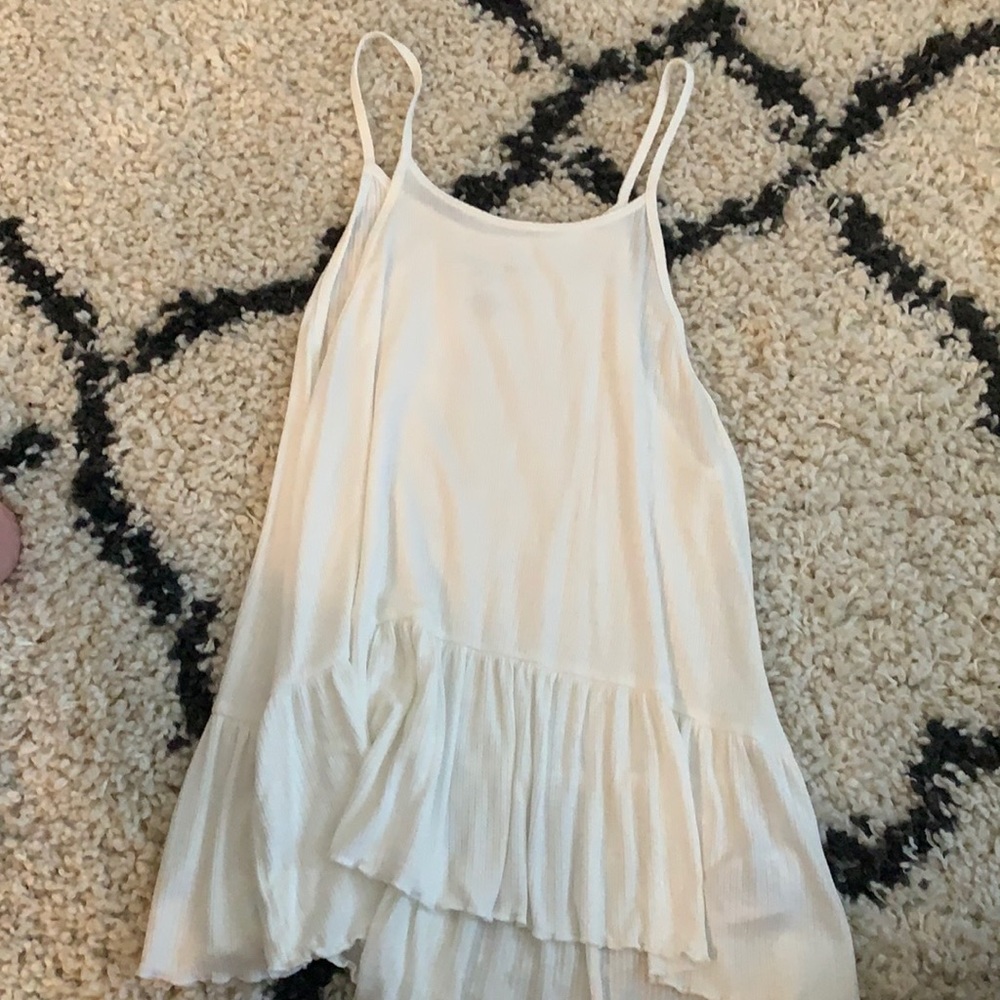 Flare white spaghetti strap tank